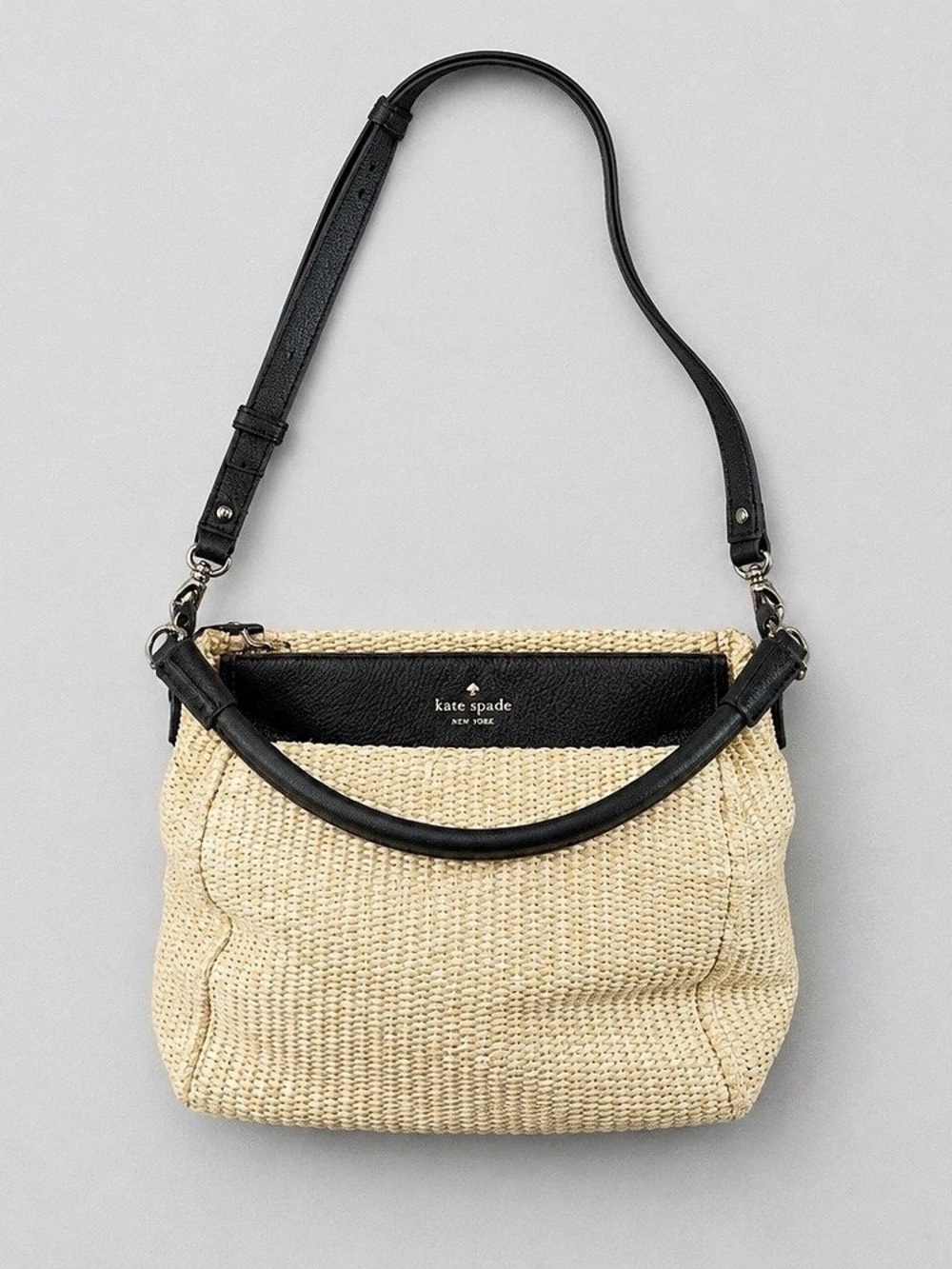 kate spade Woven Shoulder Bag in Beige & Black Like New